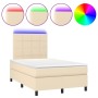 Boxspringbett mit Matratze und LED-Cremestoff 120x200 cm von vidaXL, Betten und Lattenroste - Ref: Foro24-3134866, Preis: 422...