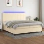 Cama box spring colchón y luces LED tela crema 200x200 cm de vidaXL, Camas y somieres - Ref: Foro24-3134906, Precio: 601,13 €...
