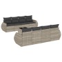 Set muebles jardín 9 pzas y cojines ratán sintético gris claro