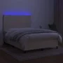 Box spring bed mattress and LED lights cream fabric 140x200 cm by vidaXL, Beds and slatted bases - Ref: Foro24-3134722, Price...