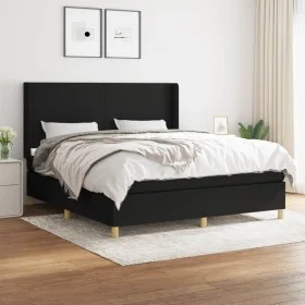 Box spring bed with black fabric mattress 180x200 cm by vidaXL, Beds and slatted bases - Ref: Foro24-3131851, Price: 688,19 €...