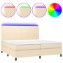 Boxspringbett-Matratze und LED-Leuchten, cremefarbener Stoff, 200 x 200 cm von vidaXL, Betten und Lattenroste - Ref: Foro24-3...