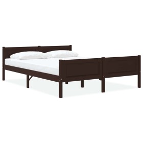 Estructura cama sin colchón madera pino marrón oscuro 120x200cm