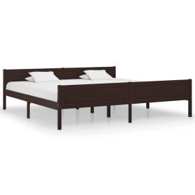 Estructura cama sin colchón madera pino marrón oscuro 200x200cm Estructura cama sin colchón madera pino marrón oscuro 200x200cm