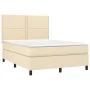 Box spring bed mattress and LED lights cream fabric 140x200 cm by vidaXL, Beds and slatted bases - Ref: Foro24-3134802, Price...