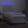 Box spring bed mattress and LED lights cream fabric 100x200 cm by vidaXL, Beds and slatted bases - Ref: Foro24-3134698, Price...