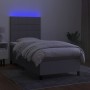Boxspringbettmatratze und LED-Leuchten aus hellgrauem Stoff 90x200 cm von vidaXL, Betten und Lattenroste - Ref: Foro24-313484...