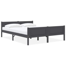 Estructura de cama sin colchón madera de pino gris 160x200 cm