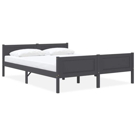 Estructura de cama sin colchón madera de pino gris 160x200 cm