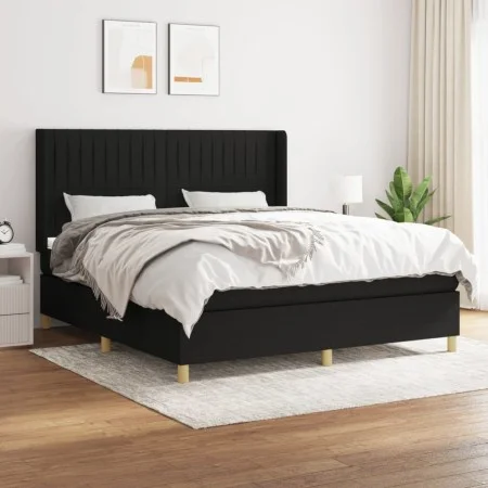 Box spring bed with black fabric mattress 180x200 cm by vidaXL, Beds and slatted bases - Ref: Foro24-3132171, Price: 675,26 €...