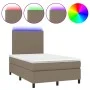 Box spring bed with mattress and LED taupe gray fabric 120x200 cm by vidaXL, Beds and slatted bases - Ref: Foro24-3134705, Pr...