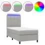 Box spring bed mattress and LED lights light gray fabric 90x190 cm by vidaXL, Beds and slatted bases - Ref: Foro24-3134837, P...