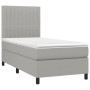 Box spring bed mattress and LED lights light gray fabric 90x190 cm by vidaXL, Beds and slatted bases - Ref: Foro24-3134997, P...