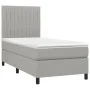 Box spring bed mattress and LED lights light gray fabric 90x190 cm by vidaXL, Beds and slatted bases - Ref: Foro24-3134997, P...