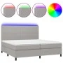 Box spring bed with fabric mattress and light gray LED 200x200 cm by vidaXL, Beds and slatted bases - Ref: Foro24-3134821, Pr...
