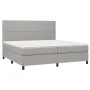 Box spring bed with fabric mattress and light gray LED 200x200 cm by vidaXL, Beds and slatted bases - Ref: Foro24-3134821, Pr...