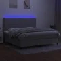 Box spring bed with fabric mattress and light gray LED 200x200 cm by vidaXL, Beds and slatted bases - Ref: Foro24-3134821, Pr...