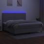 Cama box spring con colchón tela y LED gris claro 200x200 cm de vidaXL, Camas y somieres - Ref: Foro24-3134821, Precio: 671,9...