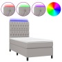 Box spring bed mattress and LED lights light gray fabric 90x190 cm by vidaXL, Beds and slatted bases - Ref: Foro24-3135077, P...