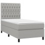 Box spring bed mattress and LED lights light gray fabric 90x190 cm by vidaXL, Beds and slatted bases - Ref: Foro24-3135077, P...