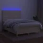 Box spring bed mattress and LED lights cream fabric 140x200 cm by vidaXL, Beds and slatted bases - Ref: Foro24-3134962, Price...