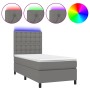 Cama box spring colchón y luces LED tela gris oscuro 90x200 cm de vidaXL, Camas y somieres - Ref: Foro24-3135166, Precio: 381...