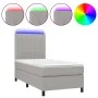 Box spring bed mattress and LED lights light gray fabric 90x200 cm by vidaXL, Beds and slatted bases - Ref: Foro24-3135005, P...