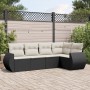 Set de muebles de jardín 5 pzas y cojines ratán sintético negro