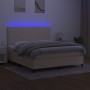 Box spring bed mattress and LED lights cream fabric 160x200 cm by vidaXL, Beds and slatted bases - Ref: Foro24-3134730, Price...