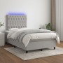 Cama box spring con colchón tela y LED gris claro 120x200 cm de vidaXL, Camas y somieres - Ref: Foro24-3135101, Precio: 416,8...