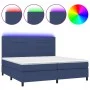 Box spring bed mattress and LED lights blue fabric 200x200 cm by vidaXL, Beds and slatted bases - Ref: Foro24-3134907, Price:...
