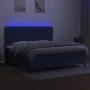 Box spring bed mattress and LED lights blue fabric 200x200 cm by vidaXL, Beds and slatted bases - Ref: Foro24-3134907, Price:...