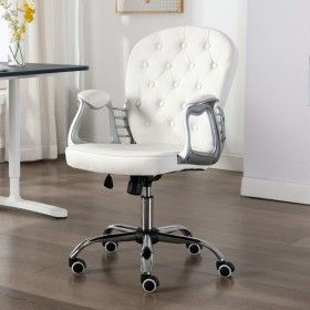 Silla de oficina giratoria de cuero sintético blanco de vidaXL, Sillas de oficina - Ref: Foro24-289362, Precio: 129,47 €, Des...