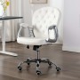 Silla de oficina giratoria de cuero sintético blanco
