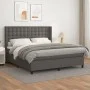 Box spring bed with gray synthetic leather mattress 180x200 cm by vidaXL, Beds and slatted bases - Ref: Foro24-3132517, Price...