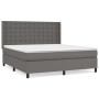 Box spring bed with gray synthetic leather mattress 180x200 cm by vidaXL, Beds and slatted bases - Ref: Foro24-3132517, Price...