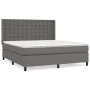 Box spring bed with gray synthetic leather mattress 180x200 cm by vidaXL, Beds and slatted bases - Ref: Foro24-3132517, Price...