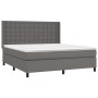 Box spring bed with gray synthetic leather mattress 180x200 cm by vidaXL, Beds and slatted bases - Ref: Foro24-3132517, Price...