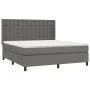 Box spring bed with gray synthetic leather mattress 180x200 cm by vidaXL, Beds and slatted bases - Ref: Foro24-3132517, Price...