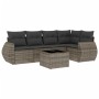 Set de muebles de jardín 6 pzas y cojines ratán sintético gris