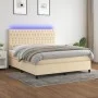 Box spring bed mattress and LED lights cream fabric 160x200 cm by vidaXL, Beds and slatted bases - Ref: Foro24-3135130, Price...