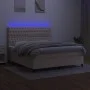 Box spring bed mattress and LED lights cream fabric 160x200 cm by vidaXL, Beds and slatted bases - Ref: Foro24-3135130, Price...