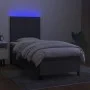 Box spring bed mattress and LED lights dark gray fabric 90x190 cm by vidaXL, Beds and slatted bases - Ref: Foro24-3134678, Pr...