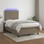 Cama box spring con colchón y LED tela gris taupe 120x200 cm de vidaXL, Camas y somieres - Ref: Foro24-3135105, Precio: 422,8...