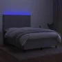 Box spring bed mattress and LED lights light gray fabric 140x190 cm by vidaXL, Beds and slatted bases - Ref: Foro24-3134709, ...