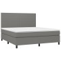 Cama box spring colchón y luces LED tela gris oscuro 160x200 cm de vidaXL, Camas y somieres - Ref: Foro24-3134726, Precio: 58...