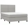 Box spring bed mattress and LED lights light gray fabric 140x190 cm by vidaXL, Beds and slatted bases - Ref: Foro24-3134789, ...