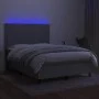Box spring bed mattress and LED lights light gray fabric 140x190 cm by vidaXL, Beds and slatted bases - Ref: Foro24-3134789, ...