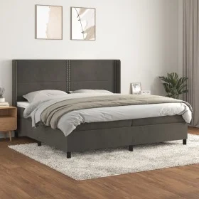 Box spring bed with dark gray velvet mattress 200x200 cm by vidaXL, Beds and slatted bases - Ref: Foro24-3132640, Price: 598,...