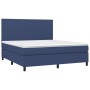 Boxspringbettmatratze und LED-Leuchten aus blauem Stoff 160x200 cm von vidaXL, Betten und Lattenroste - Ref: Foro24-3134731, ...